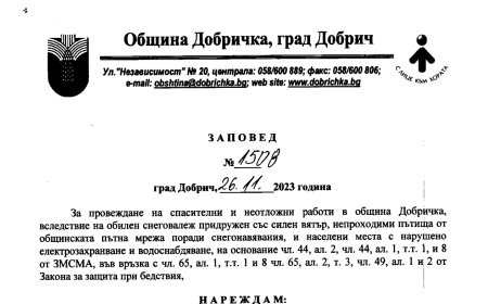 Бедствено положение и в община Добричка