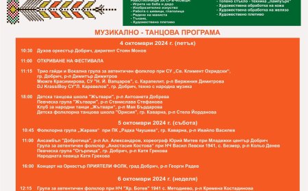 „Фестивал на занаятите и изкуствата – Добрич, ЕСЕН 2024“  ще се проведе на 4, 5 и 6 октомври