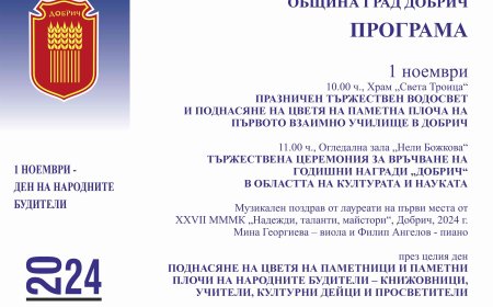 Тържествена церемония по връчване на наградите „Добрич“ в чест на Деня на народните будители