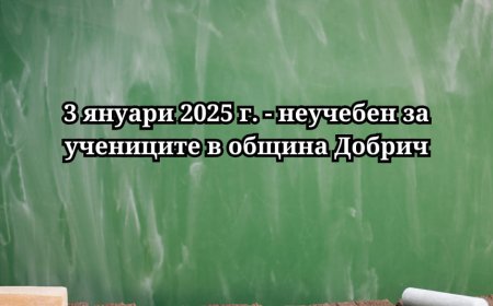 Кметът на Добрич обяви 3 януари 2025 г. за неучебен ден за учениците