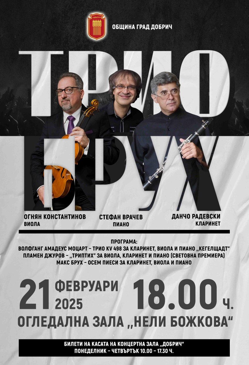 Известните музиканти от трио „Брух“ с концерт в Добрич