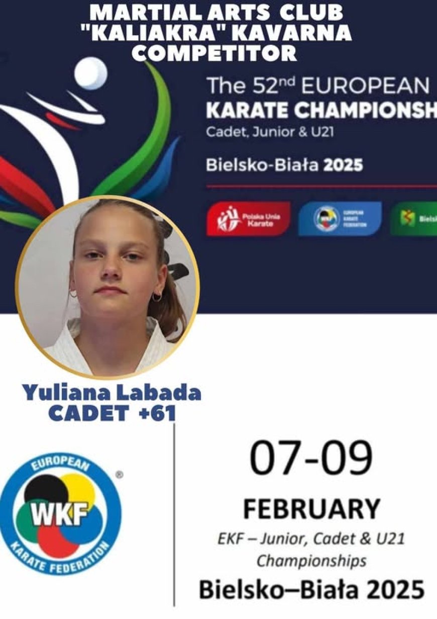 Юлиана Лобода, състезателка на КБС „Калиакра”, представя България на Европейското по карате