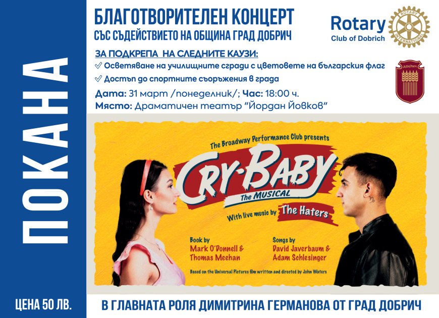 Ротари клуб кани жителите на Добрич на благотворителен спектакъл
