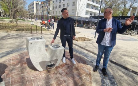Нова питейна чешма с модерен дизайн вече е част от обновения център на Добрич