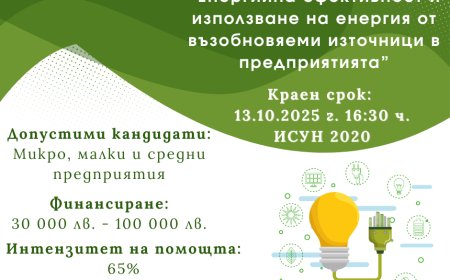 До 100 000 лв. за повишаване на енергийна ефективност в предприятията