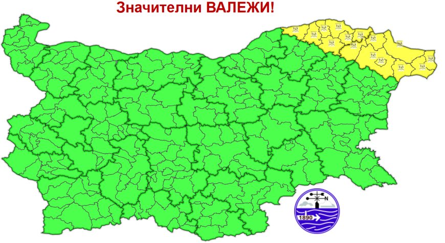 Жълт код за нови валежи утре за област Добрич