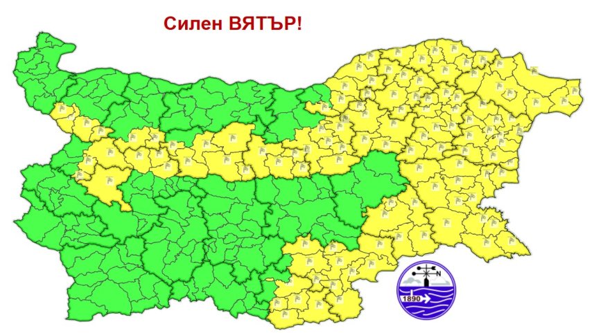 Жълтият код за силен вятър в Добрич остава и днес - 21 ноември