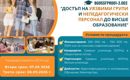 Европейско финансиране за достъп на уязвими групи до висшите училища