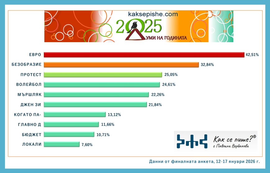 Как се пише?: „Евро“, „безобразие“ и „протест“ са думите на 2025-а