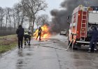 Зърновоз изгоря при пожар край разклона за Енево