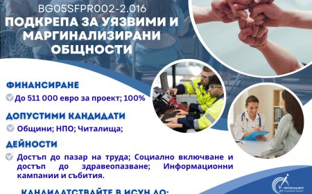 До 511 хил. евро за социални проекти за уязвими общности