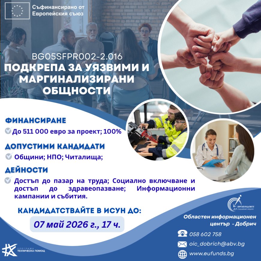 До 511 хил. евро за социални проекти за уязвими общности