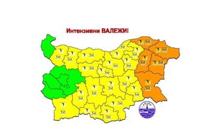 Предупреждение за интензивни валежи с гръмотевици и градушки