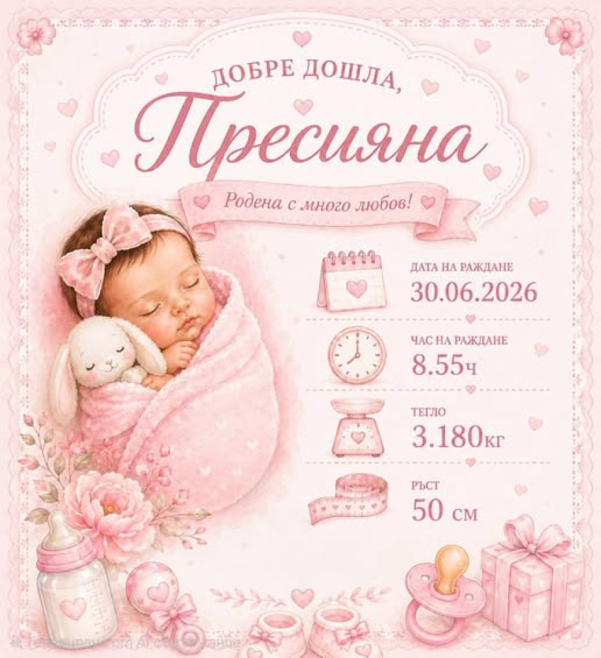 Малка госпожица дойде на бял свят с подкрепата на Общинската програма за финансово подпомагане на двойки с репродуктивни проблеми