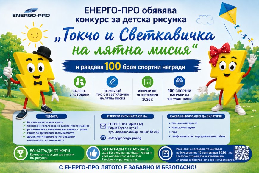 ЕНЕРГО-ПРО обяви конкурс за детска рисунка с 100 спортни награди