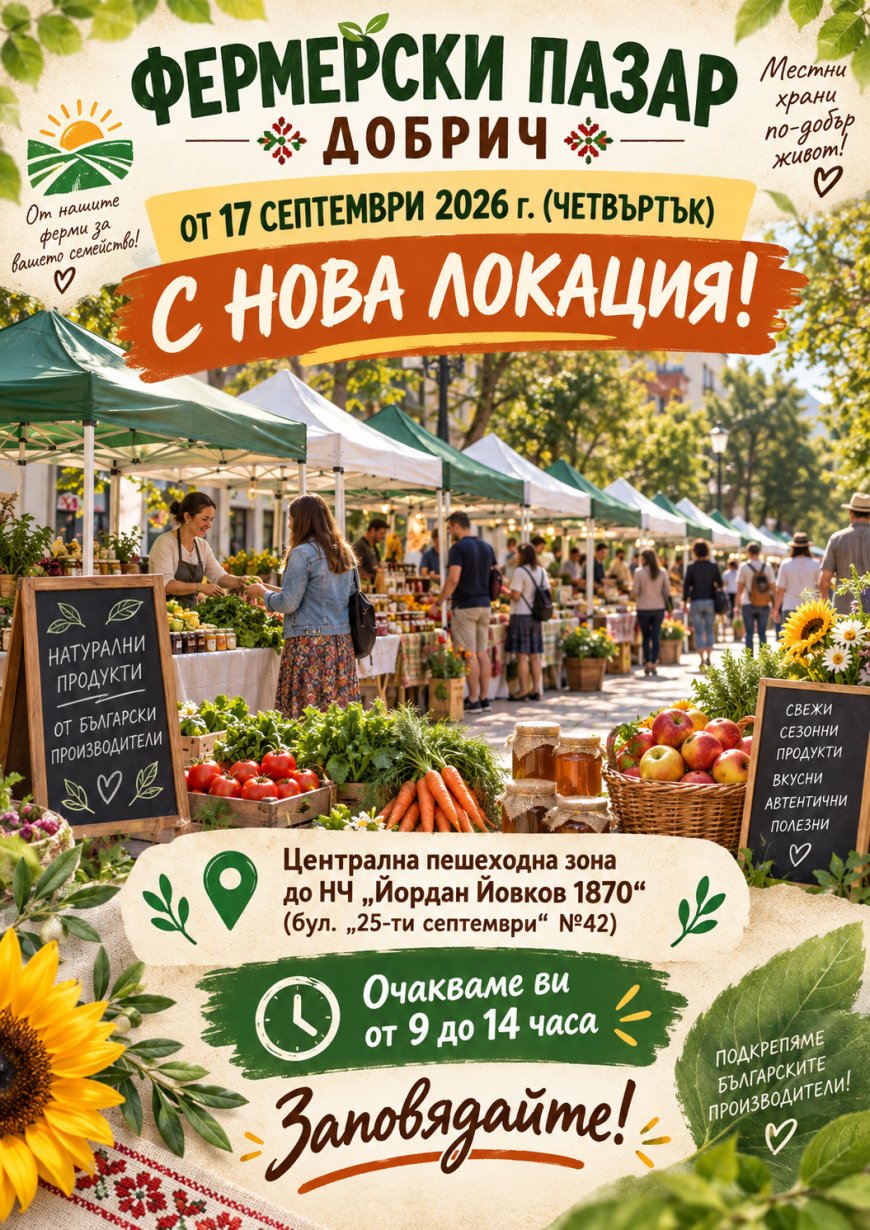 Фермерският пазар в Добрич с нова локация