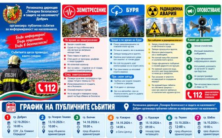 Информационни срещи за действия при бедствия ще се проведат в седем населени места в област Добрич