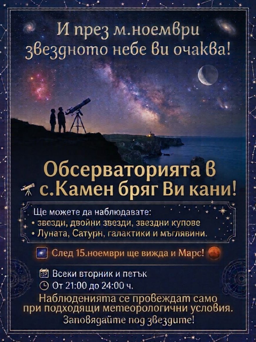 Наблюдения на звездното небе организират в обсерваторията в Камен бряг