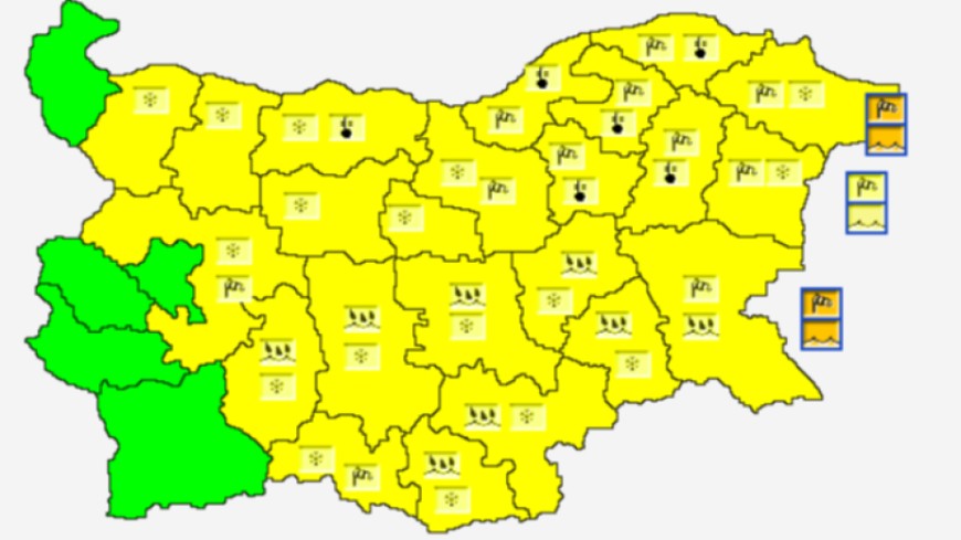 Жълт код е обявен за днес в област Добрич, оранжев е по Черноморието 