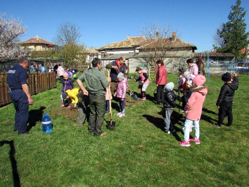 Деца, полицаи и служители на община Генерал Тошево засадиха 30 дръвчета по случай Седмицата на гората