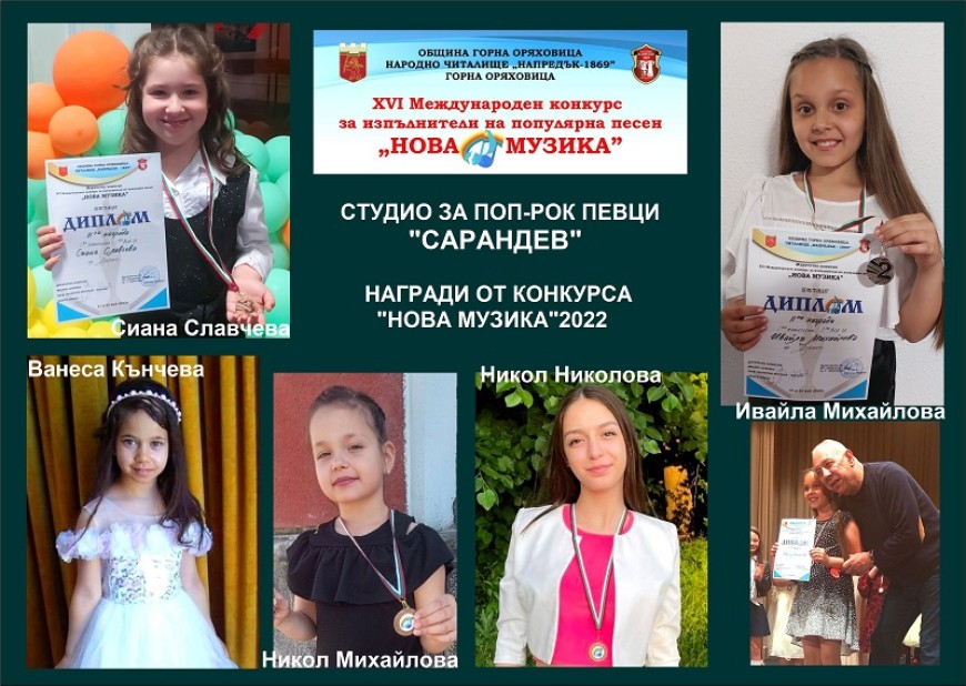 Награди за Студио „Сарандев“ от конкурса „Нова музика“ – Горна Оряховица